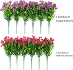 Artificial Flowers for Outdoors Daisy 12 Bundles for Home Decoration, Faux Flower Fake Plants Outside Decoration with Eucalyptus UV Resistant for Planter Porch Patio Yard Garden