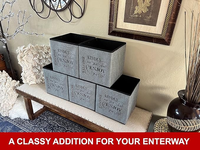 Life Charge Shoe Covers Box - Real Estate Agent Supplies Asking Guests to Please Cover Shoes - Disposable Shoe Bootie Holder For Realtor Listings & Open Houses - Indoor Use | 5 Pack Grey & Black