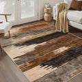 Ciicool Abstract Area Rug Indoor, 3x5 Washable Entryway Rug, Modern Soft Throw Entry Rug with Non-Slip Backing for Bedroom Living Room Entrance Kitchen, Low-Pile Floor Carpet Doormat Brown Grey