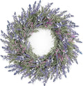 Large Summer Wreaths for Front Door Lavender Wreath for Front Door Spring Easter Artificial Farmhouse Wreaths for Wall Window Party Wedding Porch Room Home Decor(24 Inch)