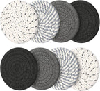 Coasters Set of 8, Absorbent Coasters for Drinks, Living Room Decor, Coffee Table Decor, Bar Accessories for The Home Bar Set (Grey Without Holder)
