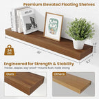 Fun Memories Floating Shelves 30 Inch, Wall Mounted Wood Shelf Set of 2, Farmhouse Decor for Bathroom, Bedroom, Kitchen, Living Room, Walnut
