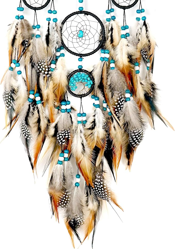 Dream Catchers for Adults Large Dream Catchers Black Dream Catcher Turquoise Wall Decor for Bedroom Adult Brown Boho Dream Catcher Wall Decor Tree of Life Suncatcher Hanging