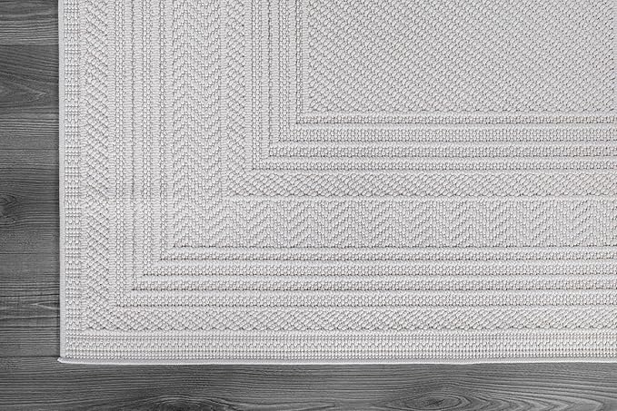 Micro Loop Indoor Rug White 5x7 Boho Geometric Neutral Area Rugs for Living Room Soft Luxury Modern Low and High Pile Durable Stain Resistant Non-Shedding Indoor Area Carpet 5 x 7