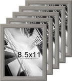 KTKDE 8.5x11 Picture Frame Set of 5,Certificate Frame Gray with Clear Plexiglass, 8.5 by 11 Picture Diploma Document Degree Frames for Wall and Tabletop,best gift