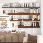 Venusmiles Floating Shelves for Wall, 48 Inch Wide x 12 Inch Deep Floating Shelves, Long Wood Floating Wall Shelf Shelves for Living Room Bathroom Bedroom Kitchen Home - (Walnut, 48" W x 12" D x 2" H)