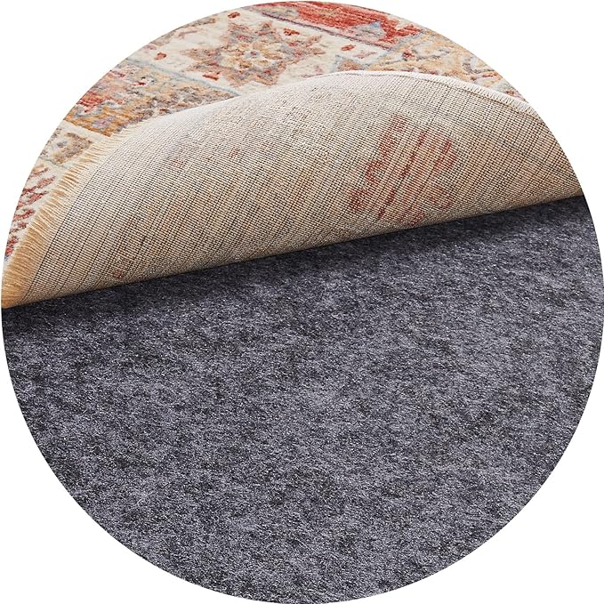 Veken 6 Ft Round Non Slip Cushioned Rug Pad Gripper, Felt and Silicone Backing, 1/4 inch Thick Carpet Liner for Hardwood Floors and Finishes, Under Area Rugs Anti Skid Mat, Keep Rugs Safe and in Place