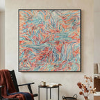 Extra Large Framed Colorful Abstract Wall Art for Living Room, Oversized Square Modern Canvas Prints Paintings, Minimalist Multicolor Big Pictures for Bedroom Dining Hallway Office Wall Decor 40x40 In
