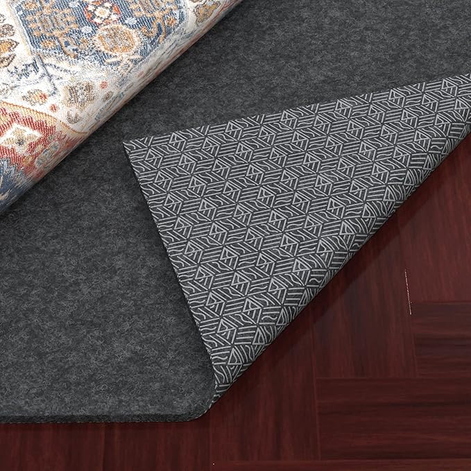 Non Slip Cushioned Rug Pad Gripper 8 x 10 Ft, Felt and Silicone Backing