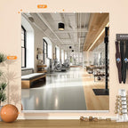 Hasipu Home Gym Mirror, 71"x32" Each, 1-Pack Frameless Wall Mounted Mirrors with Glass Clamps & 1 Aluminum Rail, Large Body Mirror for Home Gym, Yoga Studio, Bedroom, Silver Tempered Glass