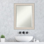 Amanti Art White Wall Mirror 28x22 Cottage White Silver Rectangle Bathroom Mirror for Wall Decor Living Room, Medium Cottage Wood Frame, Hangs Horizonally and Vertically, Bathroom Decor, Beveled Edge