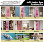 10 Tier Over The Door Organizer - Heavy Duty Hanging Storage Rack with Sturdy Oxford Fabric, Holds 20+ Pairs of Footwear, Boots & Sneakers, Saves 50% Closet Space! (Pink)