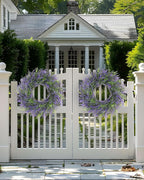 DDHS 24inch Lavender Wreath for Front Door, Window, Porch, Spring Summer Artificial Wreaths All Seasons Farmhouse Indoor Outdoor Decor-pulpre