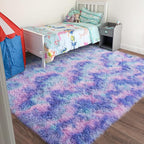 Rugs for Living Room 8x10, Soft Shaggy Modern Shag Area Rug for Bedroom, Upgrade Non-Slip Plush Fluffy Carpet for Kids Boys Girls Room Home Decor Aesthetic, Rainbow Purple