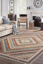 Keen Home Design 10x14 Rug - Machine Washable Area Rug with Non-Slip Backing, Ideal for Living Room, Dining Room, Bedroom - Vintage, Easy Clean, Durable, Low Pile Rug - (9'7" x 14')