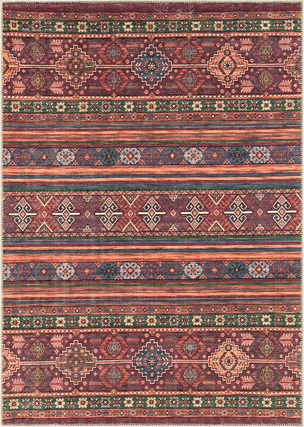 Keen Home Design 4x6 Rug - Machine Washable Area Rug with Non-Slip Backing, Ideal for Living Room, Dining Room, Bedroom - Vintage, Easy Clean, Durable, Low Pile Rug - (4' x 6')