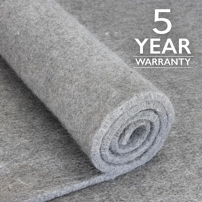 RUGPADUSA - Eco-Plush - 8' Round - 1/4" Thick - 100% Felt - Premium Cushioned Rug Pad - Available in 3 Thicknesses, Many Custom Sizes