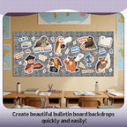 Hahafelt 1.3x39 ft Fabric Bulletin Board Roll Composition Notebook Bulletin Board Marble Non-Woven Reusable Waterproof Erasable Wrinkle Resistant Fabric Roll for Background Decor DIY Craft