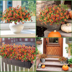 Artificial Flowers for Outdoors 12 Bundles Realistic Faux Silk Flower with Eucalyptus Stem, Fake Plants UV Resistant No Fade for Outside Planter Porch Patio Yard Window Garden Spring Summer Decoration