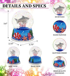 CoTa Global Shark Coral Snow Globe Decor - Elegant Pink Sparkle Glitter Inside The Snow Globe Figure, Animal Figurines for Kids and Adults, Collectible Snow Globes for Birthday, Christmas - 65 mm