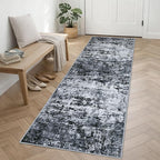2.6'x8' Runner Rug Washable Rug;Modern Abstract Soft Thin Runner Rug Black