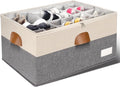 1 Pack Shoe Organizer for Closet, Adjustable Shoe Box Storage Containers, Large Foldable Shoe Bins with Clear Cover, Space Saving Shoes Holder with 4 Handles, Fits 12-24 Pairs, Beige