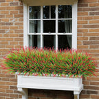 Ivydale Artificial Plants Fake Flowers Monkey Grass for Outdoors,UV Resistant Realistic 20PCS Red Faux Greenery Shrubs Outside Decor for Home Garland Porch Patio Balcony Planter Yard Office Pathway