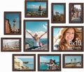 Vittanly 10 Pack Picture Frames Collage Wall Decor, Gallery Frame Set for Wall Mounting or Tabletop Display, Multi Sizes Including 2pcs 8x10, 4pcs 5x7, 4pcs 4x6, Light Brown