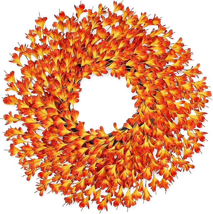 26 Inch Fall Wreaths for Front Door Outside，Realistic Autumn Wreath Outdoor，Large Halloween Thanksgiving Artificial Flowers Wreath，Fall Decorations for Home Front Porch Yard Window Farmhouse Decor