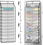 24-Pair Over Door Shoe Organizer for Family & Kids, Double Sided | Hanging Storage for Sneakers, Boots, Toys & Room Organization-Pearl White