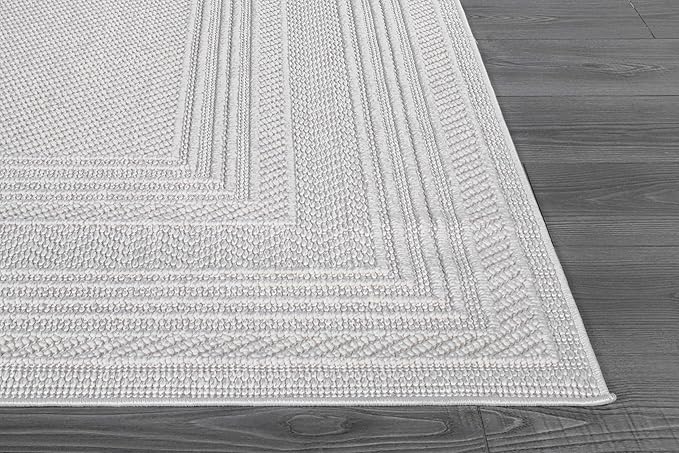 Micro Loop Indoor Rug White 5x7 Boho Geometric Neutral Area Rugs for Living Room Soft Luxury Modern Low and High Pile Durable Stain Resistant Non-Shedding Indoor Area Carpet 5 x 7