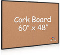 Extra Large Cork Bulletin Board 60" X 48", Foldable Notice Pin Board for Wall, Black Aluminum Framed 5'x4' Corkboard, Wall Mounted Noticeboard with 36 Push Pins for School, Home & Office