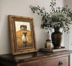 Vintage Gold Framed Wall Art Retro Country Sheep Oil Painting Canvas Prints Farmhouse Landscape Picture Wall Decor Rustic Farmhouse Animal Poster Artwork for Living Room Bedroom Bathroom, 9x11in