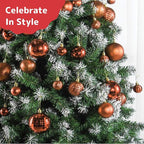 PREXTEX 36 Piece Christmas Ornaments Set - Copper Orange Ornament Balls with 3 Sizes and 6 Styles - Durable, Shatterproof Christmas Bulb Ornaments for Trees, Wreaths, Garlands, and Holiday Decorations