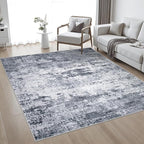 6x6 Area Rug Living Room Rug: Washable Modern Abstract Soft Thin Rug Indoor Floor No Slip Stain Resistant Carpet for Bedroom Dining Room Farmhouse Nursery Home Office - Grey