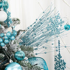 SLK 16-Pack Artificial Glitter Berry Stem Ornaments, Christmas Decorative Glittery Twigs, Picks, Branches for Tree, Wreath, Small Vase, Halloween Party (LightBlue)