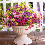 Artificial Fake Flowers Plants for Outdoors Spring Summer Decor,16 Bundles Faux Plant Flowers Silk Daisy UV Resistant for Outside Planter Front Porch Patio Yard Garden Home(Pink,Purple,Yellow,Fuchsia)