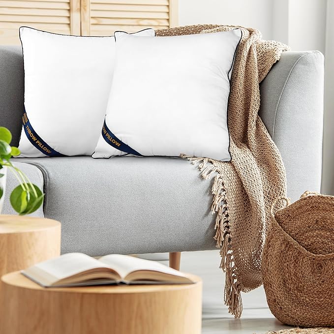 Utopia Bedding Throw Pillow Inserts (Pack of 2, White), 28 x 28 Inches Decorative Indoor Pillows for Sofa, Bed, Couch, Cushion Sham Stuffer
