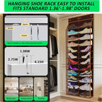 24-Pair Over Door Shoe Organizer for Family & Kids, Double Sided | Hanging Storage for Sneakers, Boots, Toys & Room Organization-Pearl Whitet-Walnut Brown