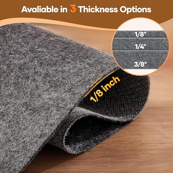 Veken Non Slip Cushioned Rug Pad Gripper 9 x 12 Ft, Felt and Silicone Backing, 1/8 inch Thick Carpet Liner for Hardwood Floors and Finishes, Under Area Rugs Anti Skid Mat, Keep Rugs Safe and in Place