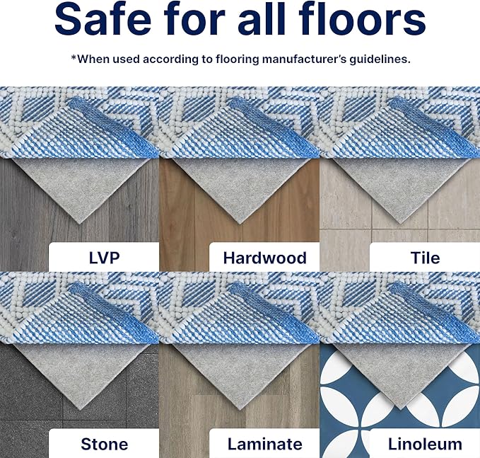 RUGPADUSA - Eco-Plush - 7'x10' - 1/4" Thick - 100% Felt - Premium Cushioned Rug Pad - Available in 3 Thicknesses, Many Custom Sizes