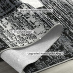 FlyDOIT Modern Geometric Patchwork Area Rug, 2.7x10 Grey Runner Rugs for Living Room, Rockwood Collection Indoor Rugs for Bedroom, Throw Carpet Floor Decor for Entryway Dining Room Office Nursery