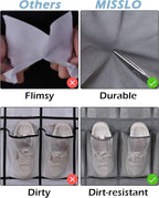 MISSLO Over The Door Shoe Organizer Hanging Closet Holder Hanger Storage Bag Rack with 24 Large Mesh Pockets, Gray