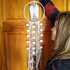 Angel Wings Dream Catchers, White Boho Cottagecore Decor, Wall Hanging Meditation Gifts, Hippie Zen Spiritual Yoga Decor for Bedroom or Nursery