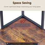 VECELO 6 Tier Corner Shelf with LED Light and Charging Station, 63” Tall Standing Cabinet Organizer, Narrow Bookshelf with Storage Rack for Living Room, Bedroom, Kitchen, Balcony, Small Space