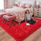 Rugs for Living Room 8x10, Soft Shaggy Modern Shag Area Rug for Bedroom, Upgrade Non-Slip Plush Fluffy Carpet for Kids Boys Girls Room Home Decor Aesthetic, Red