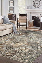 Keen Home Design 6x9 Rug - Machine Washable Area Rug with Non-Slip Backing, Ideal for Living Room, Dining Room, Bedroom - Vintage, Easy Clean, Durable, Low Pile Rug - (6' x 9')
