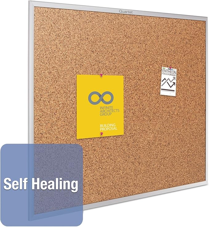 Quartet Cork Bulletin Board 72"W x 48"H Pin Board, Silver Aluminum Frame (2307)
