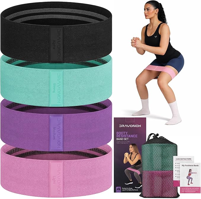 Resistance Bands, Workout Bands, Exercise Bands for Working Out with Workout Bands Guide, 4 Levels Booty Bands, Leg Exercise Bands Resistance, Glute Bands, Non-Slip Fabric Elastic Bands for Men Women