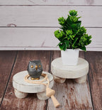 Housewarming Gifts Set of 2 Wood Display Stand Home Decor Display Risers Round Pedestal Bathroom Accessory Holder Plant Holder Table Top Kitchen Multi Purpose Organiser Set